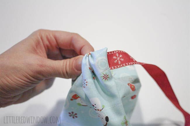 Sew this Easy 3 SEAM drawstring gift bag for your Christmas presents this year, they look cute and can be reused over and over!