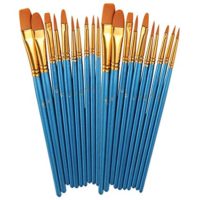 BOSOBO Paint Brushes Set, 2 Pack 20 Pcs Round Pointed Tip Paintbrushes Nylon Hair Artist Acrylic Paint Brushes for Acrylic Oil Watercolor, Face Nail Art, Miniature Detailing & Rock Painting, Blue