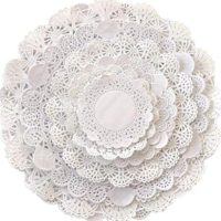 Round paper Lace Table Doilies – 4-12 inch Assorted Sizes; White Decorative Tableware papers Placemats, Beautiful Assortment (Variety pack of 120 – 20 of each)
