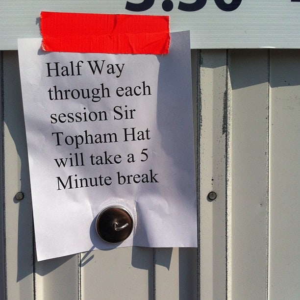 Paper sign that says,