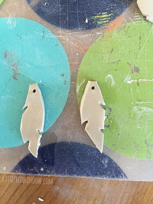 Easy Air Dry Clay Earrings, these cute feather earrings are lightweight and super simple to make! | littleredwindow.com