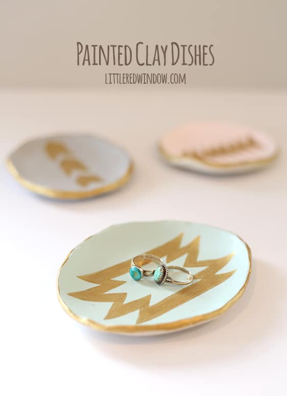 DIY Painted Clay Ring Dishes | littleredwindow.com