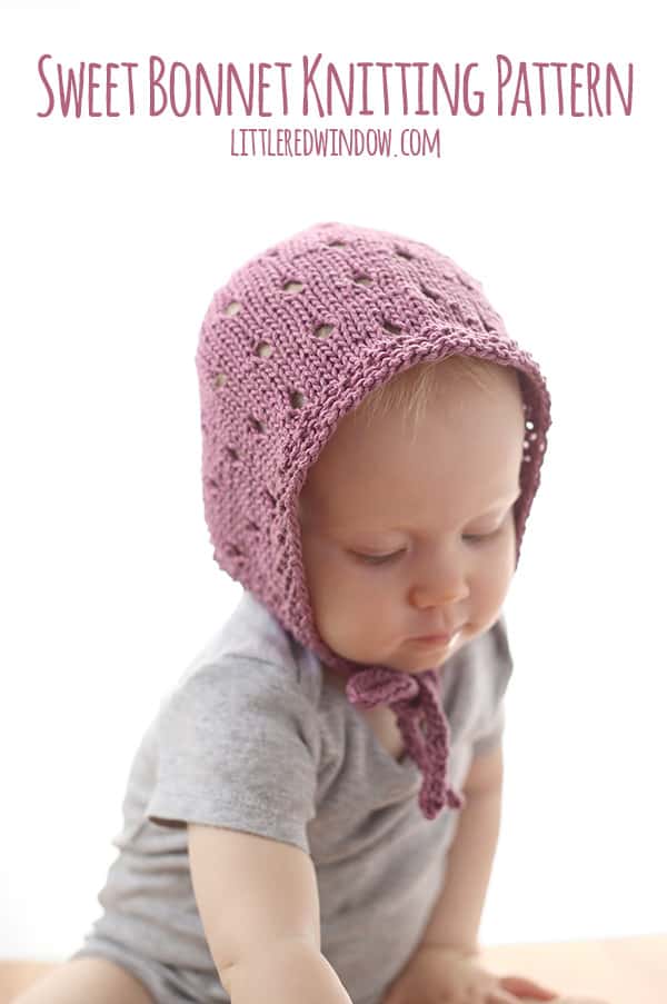 Sweet Bonnet Baby Hat Knitting Pattern!| littleredwindow.com
