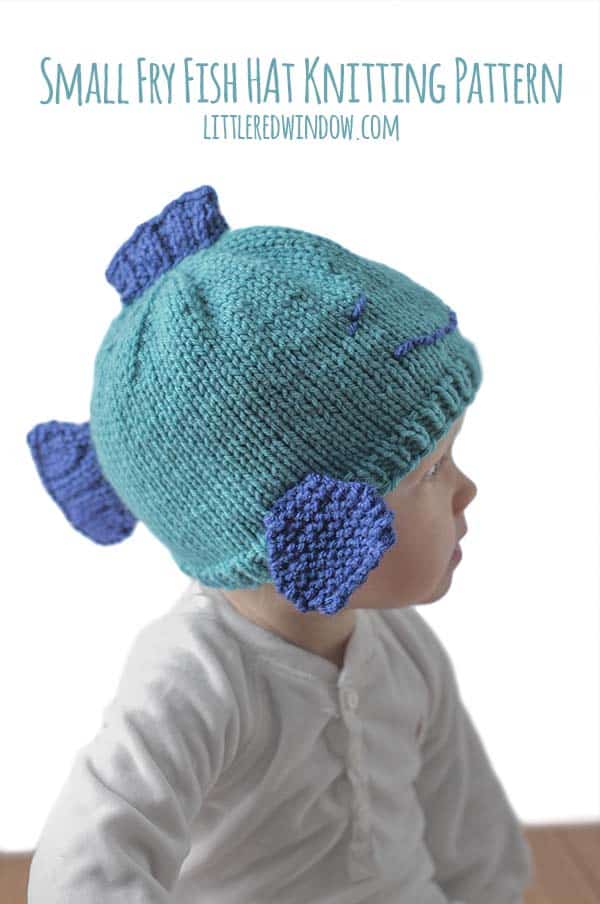 Small Fry Fish Hat Knitting Pattern for newborns, babies and toddlers! | littleredwindow.com