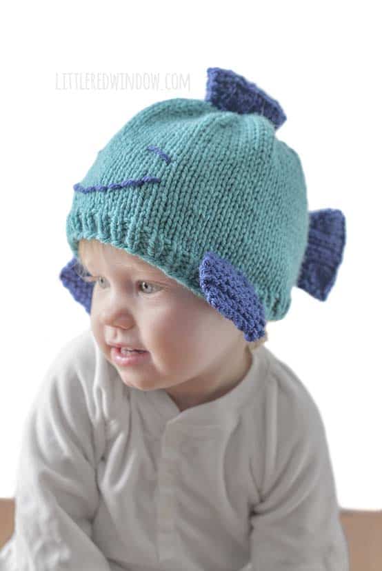 Small Fry Fish Hat Knitting Pattern for newborns, babies and toddlers! | littleredwindow.com