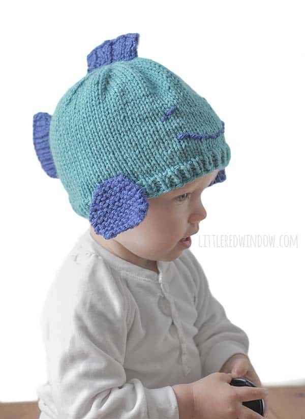 Small Fry Fish Hat Knitting Pattern for newborns, babies and toddlers! | littleredwindow.com