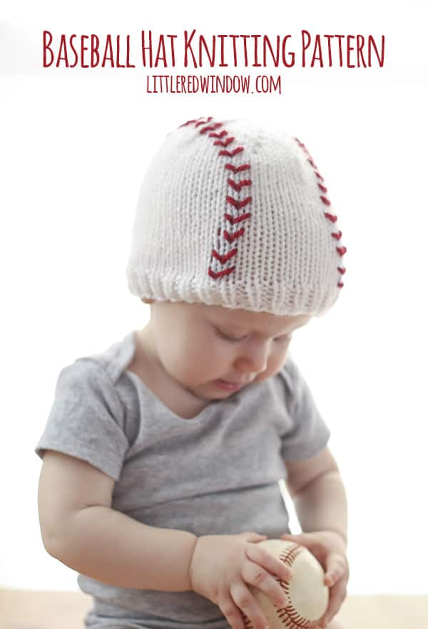 Baby Baseball Hat Knitting Pattern for your cute little slugger! | littleredwindow.com