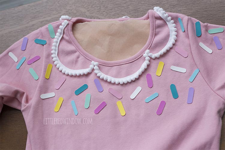 top of the birthday cake costume with sprinkles added