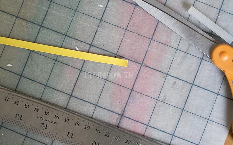 one quarter inch wide strip of yellow faux leather