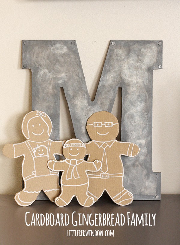 Cardboard Gingerbread Man Family | littleredwindow.com