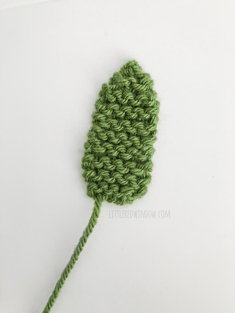 Knit baby carrot leaf for the baby carrot hat knitting pattern