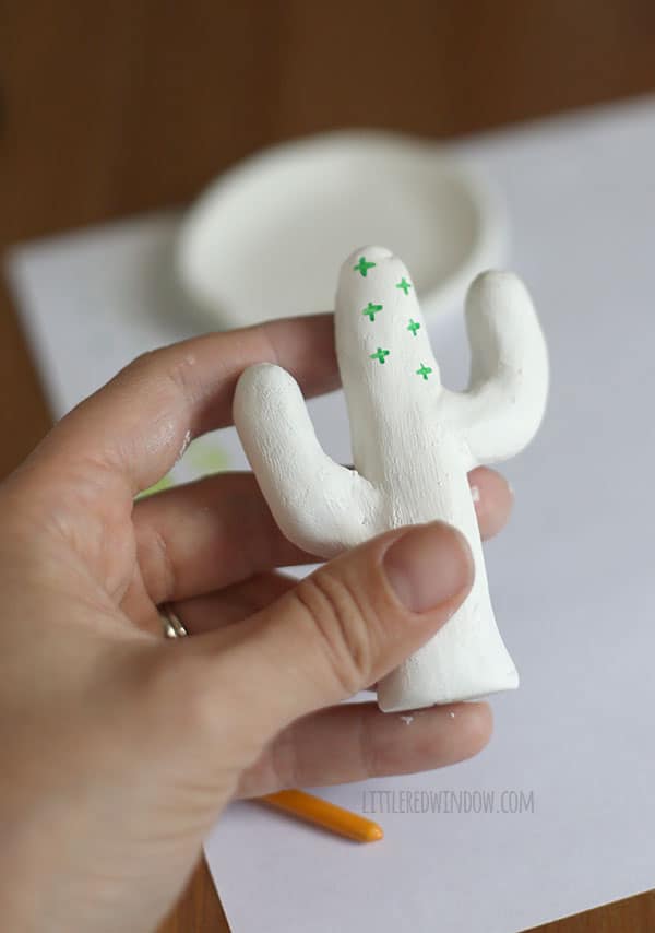 Clay Cactus Ring Holder, make your own cute cactus to hold your jewelry from air dry clay! | littleredwindow.com