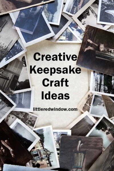 collection of old black and white photos on a white background with the words creative keepsake craft ideas in the middle in black