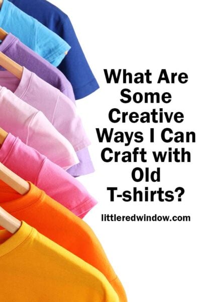 rainbow tshirts on wooden hangers along the left side of the image in front of a white background