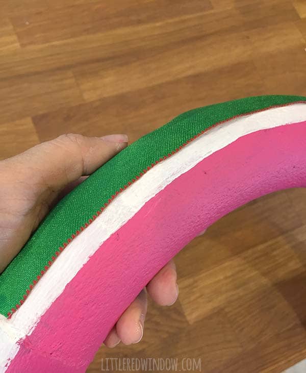 Cute DIY Summer Watermelon Wreath craft, whip up this fun colorful wreath for your front door this summer! | littleredwindow.com