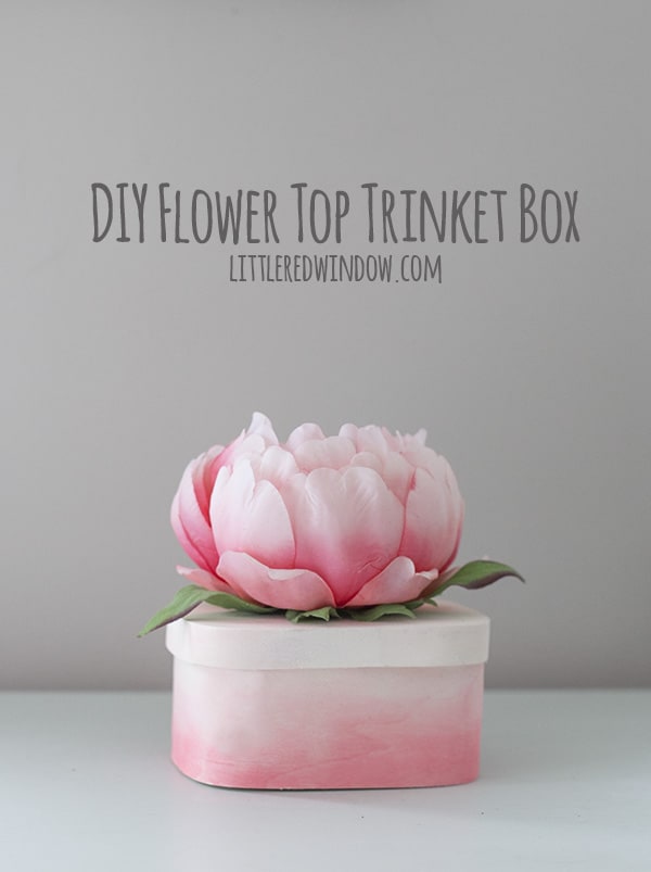 Pretty DIY Flower Top Trinket Box, keep your special things in this gorgeous ombré box! | littleredwindow.com