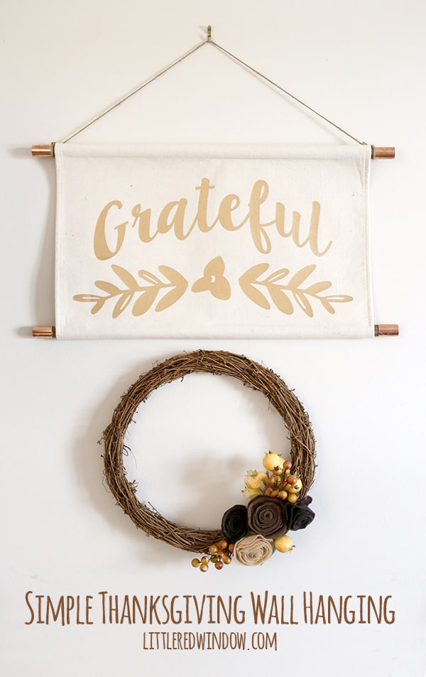 Turn a dollar store placemat into this Simple Thanksgiving Wall Hanging! | littleredwindow.com
