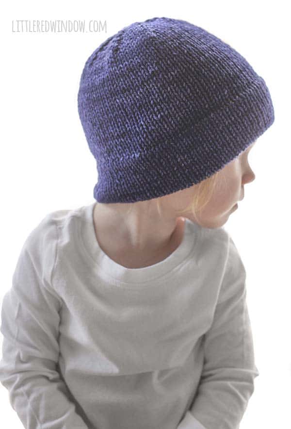 Extra Warm and Cozy Double Brim Hat Knitting Pattern, this cute pattern has a double thickness brim with fun contrast color inside to keep your little one extra toasty this winter!