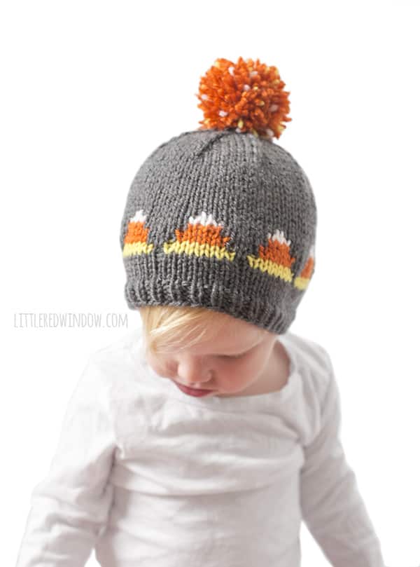 Halloween Fair Isle Candy Corn Hat Knitting Pattern for newborns, babies and toddlers! | littleredwindow.com