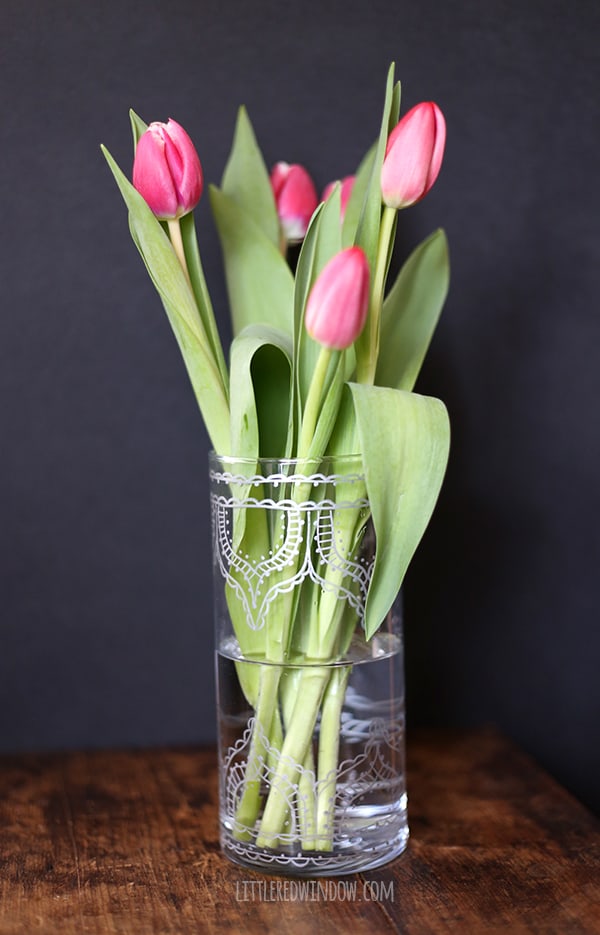 Handpainted Dollar Store Vase, turn a boring vase into a gorgeous metallic Moroccan beauty! | littleredwindow.com