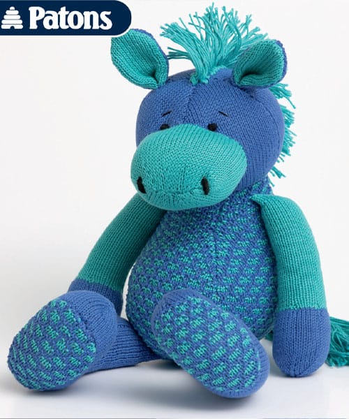 blue and teal knit horse