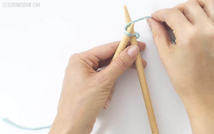 To do a knitted cast on, wrap the working yarn around the right needle