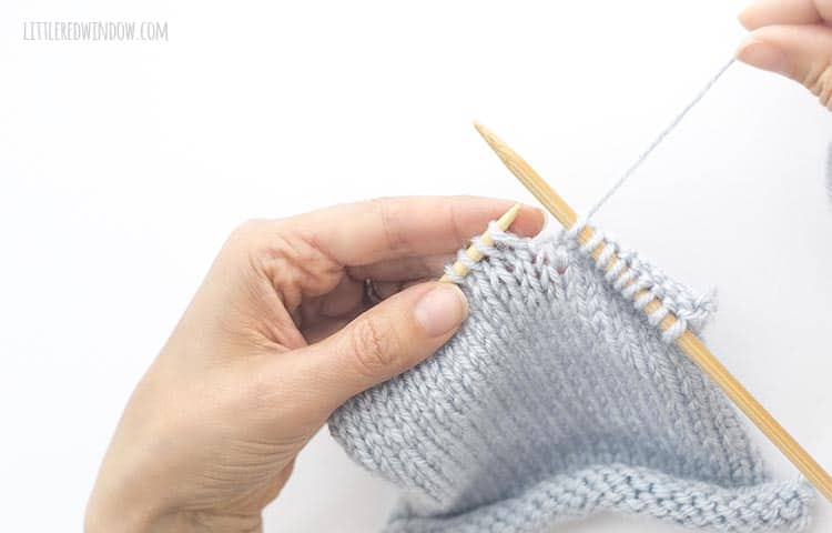 To kfb, start with the yarn behind yoru work