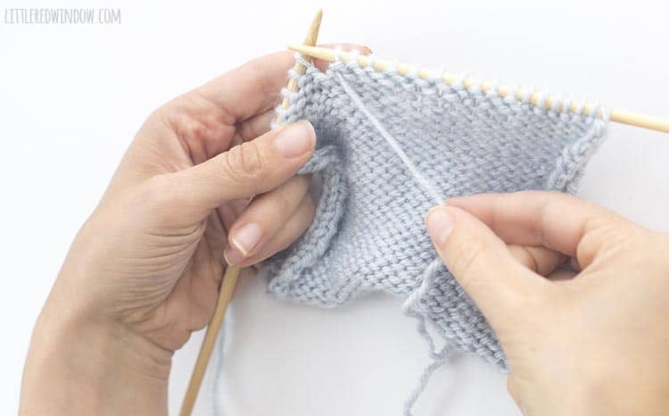 To p2tog, start with the yarn in front of your work