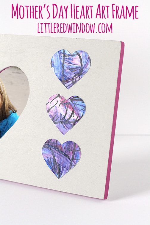 Mother's Day Kid's Heart Art Picture Frame Tutorial | littleredwindow.com | Turn a frame into a special and meaningful gift for mom!