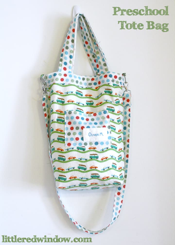 Preschool Tote Bag with cross body strap by Little Red Window