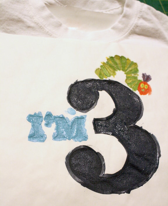 Painted freezer paper stencil of the words