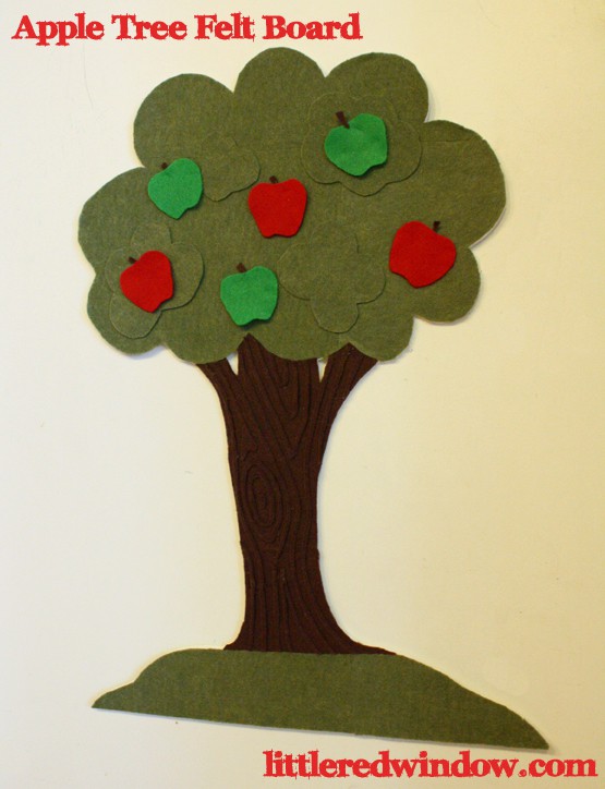 Apple Tree Felt Board with red and green felt apples on it