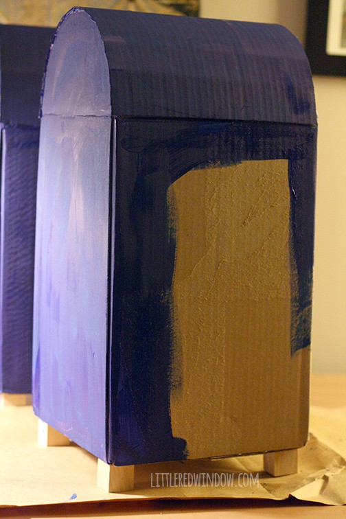 Mailbox being painted blue