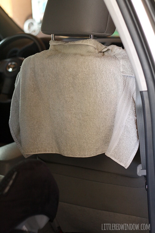 DIY Car Seat Back Protector - keep the backs of your seats clean and free of little footprints! | littleredwindow.com