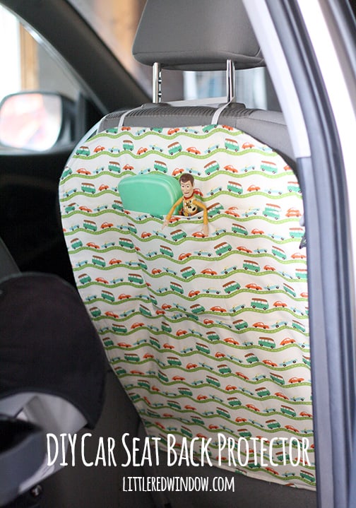 DIY Car Seat Back Protector - keep the backs of your seats clean and free of little footprints! | littleredwindow.com