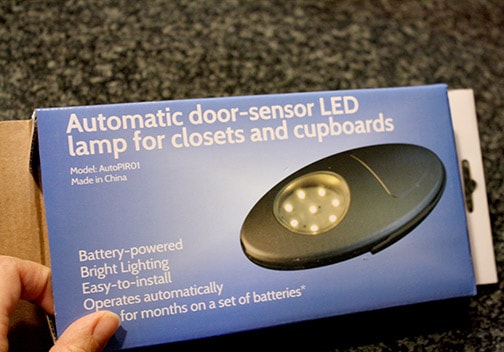 Blue box with the label