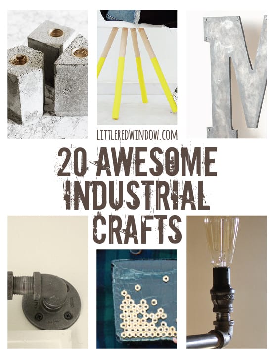 20 Awesome Industrial Crafts using hardware, metal, concrete and wood! | littleredwindow.com