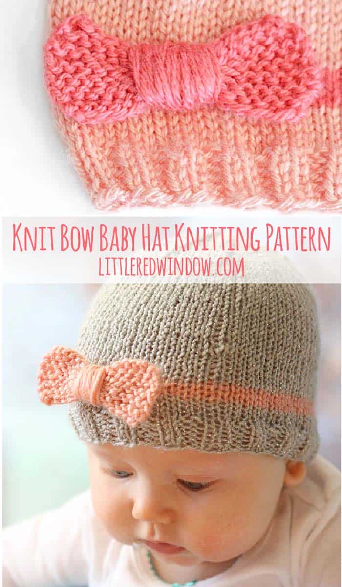 Cute pics of baby wearing Knit Bow Baby Hat knitting pattern!