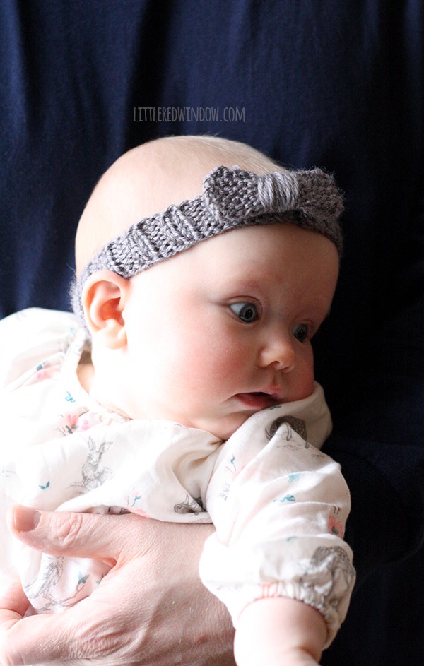 Little Knit Bow Baby Headband Knitting Pattern, learn how to knit a headband for your little one!