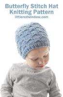small Knit Butterfly Stitch Hat Knitting Pattern 01b littleredwindow
