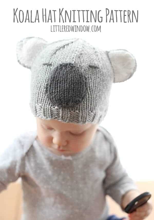 Free Cuddly Koala Hat Knitting Pattern! | littleredwindow.com