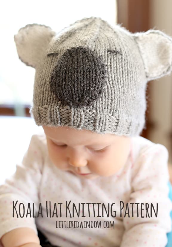 Free Cuddly Koala Hat Knitting Pattern! | littleredwindow.com
