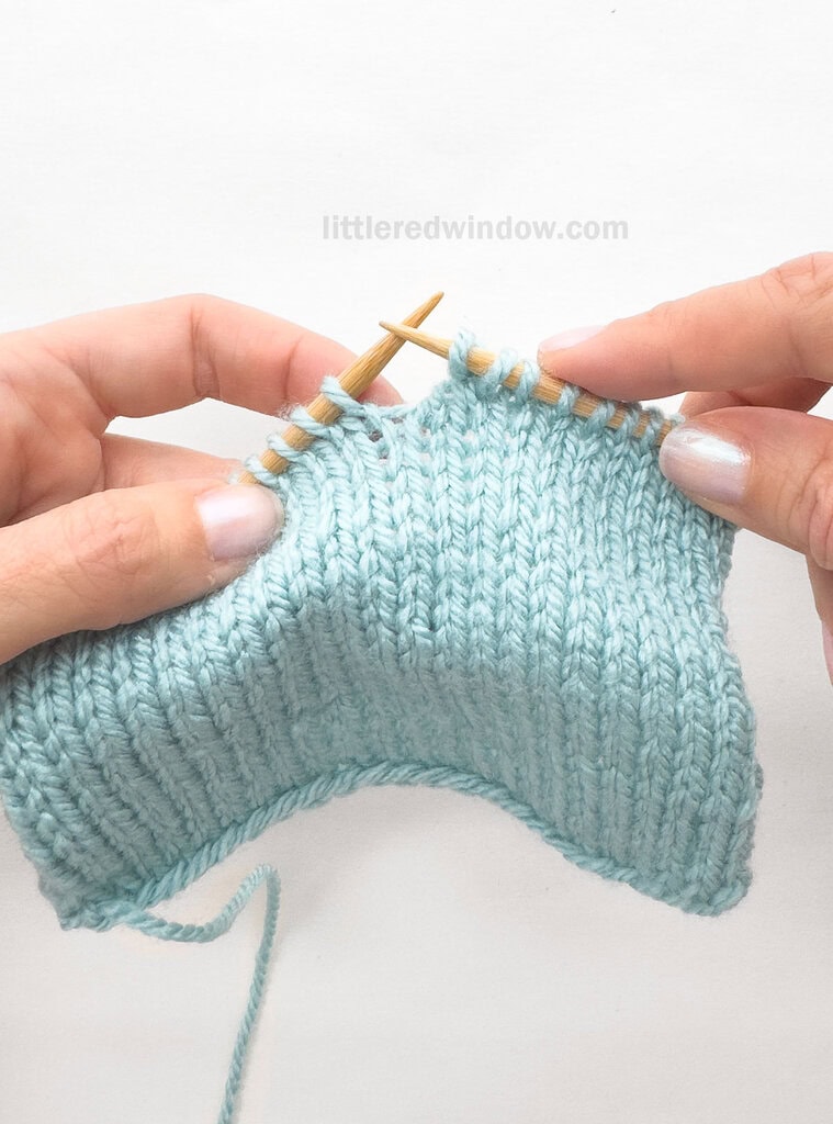 Drop both stitches from the left needle.