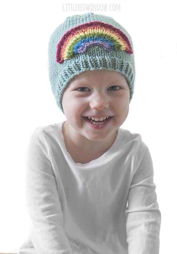 There's not much cuter than a toddler wearing the Little Rainbow Hat knitting pattern!