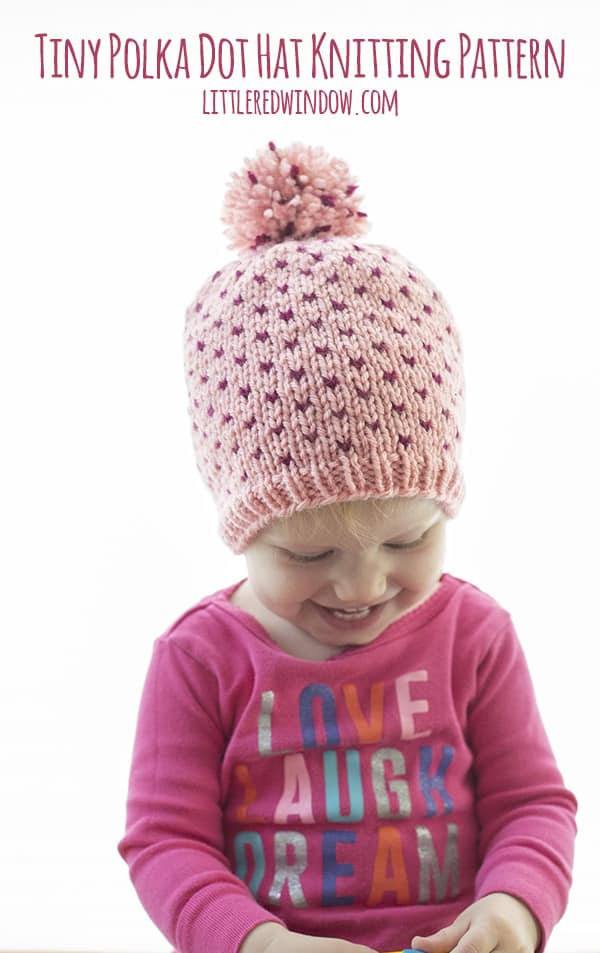 Tiny Polka Dot Hat Knitting Pattern for babies and toddlers! | littleredwindow.com