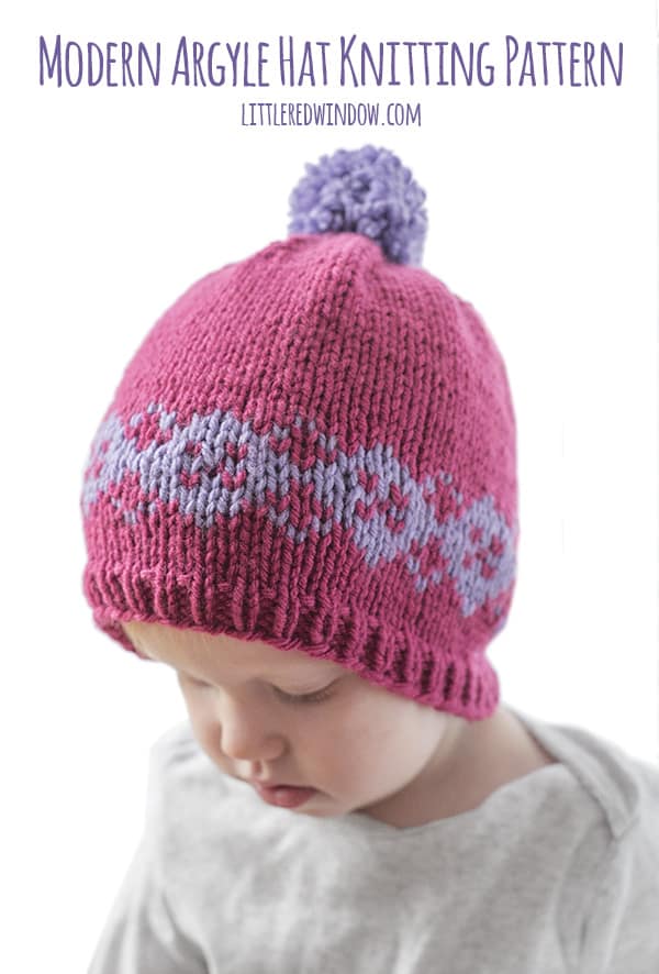 Modern Argyle Hat Knitting Pattern for newborns, babies and toddlers! | littleredwindow.com