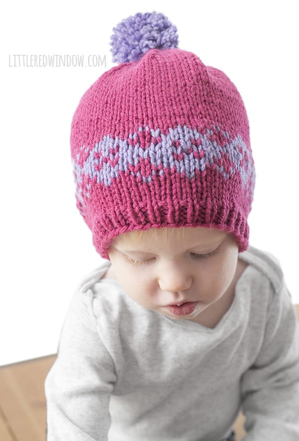 Fair Isle Modern Argyle Hat Knitting Pattern for newborns, babies and toddlers! | littleredwindow.com