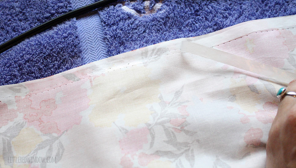 Super Easy No Sew Crib Skirt! | littleredwindow.com | Make your own custom crib skirt in just a few minutes, no sewing machine required!