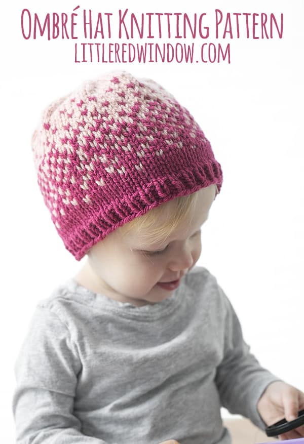 Ombré Hat Fair Isle Knitting Pattern for newborns, babies and toddlers! | littleredwindow.com