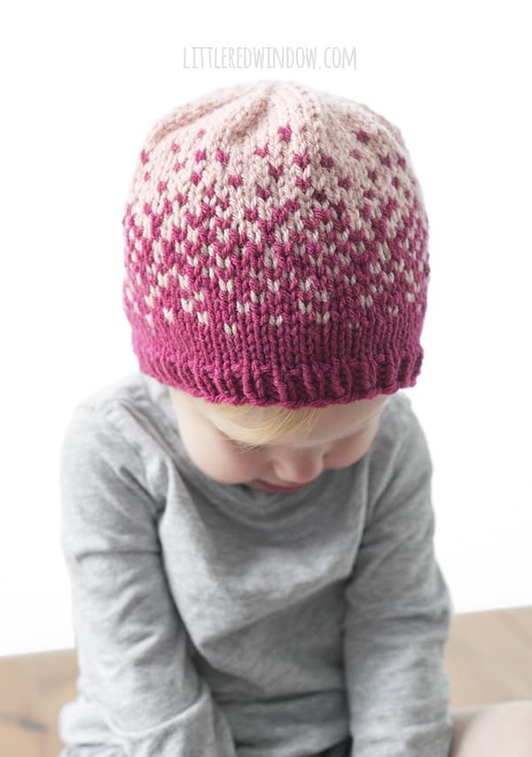 Ombré Hat Fair Isle Knitting Pattern for newborns, babies and toddlers! | littleredwindow.com